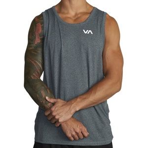 NWT RVCA Men's Sport Vent Tank Top Grey w Black